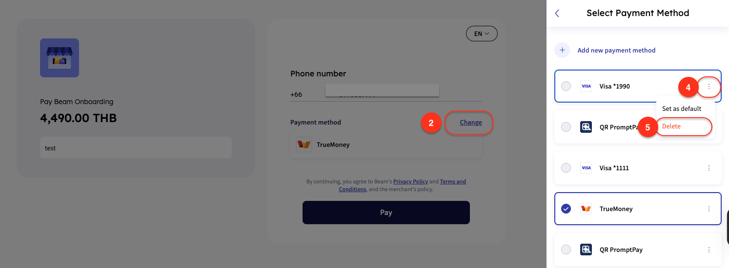 how to delete card